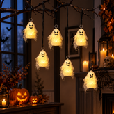 Lighted Hanging Ghost Decor, Halloween LED String Lights, Indoor Party for Halloween Party, Halloween Tree