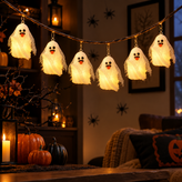 Lighted Hanging Ghost Decor, Halloween LED String Lights, Indoor Party for Halloween Party, Halloween Tree