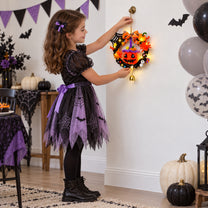 Illuminated Halloween Pumpkin Garland for Festive Door Hanging Decoration