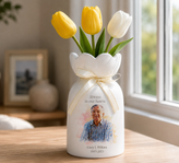 Personalized In Loving Memory Ceramic Flower Vase – Custom Photo Memorial Gift