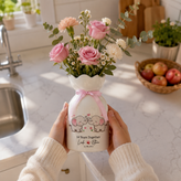 Ivory Anniversary Flower Vase – Personalized 14th Wedding Anniversary Gift for Couples