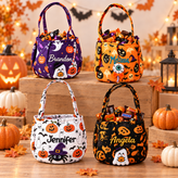 Custom Name Embroidery Halloween Basket for Kids