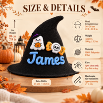 Personalized Halloween Witch Hat with Embroidered Name Design