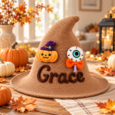 Personalized Halloween Witch Hat with Embroidered Name Design