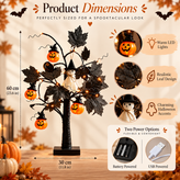 Lighted Black Halloween Table Tree with Pumpkin Ghost Ornaments