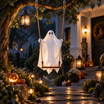 Hanging Glowing Ghost Light for Spooky Halloween Decoration