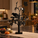 Lighted Black Halloween Eyeball Tree Spooky Tabletop Decor