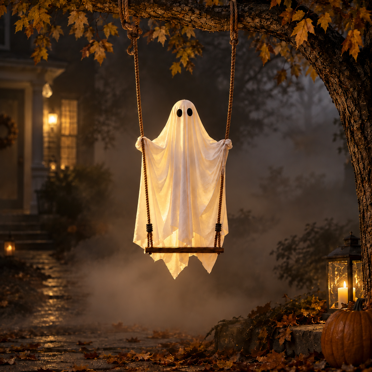Hanging Glowing Ghost Light for Spooky Halloween Decoration