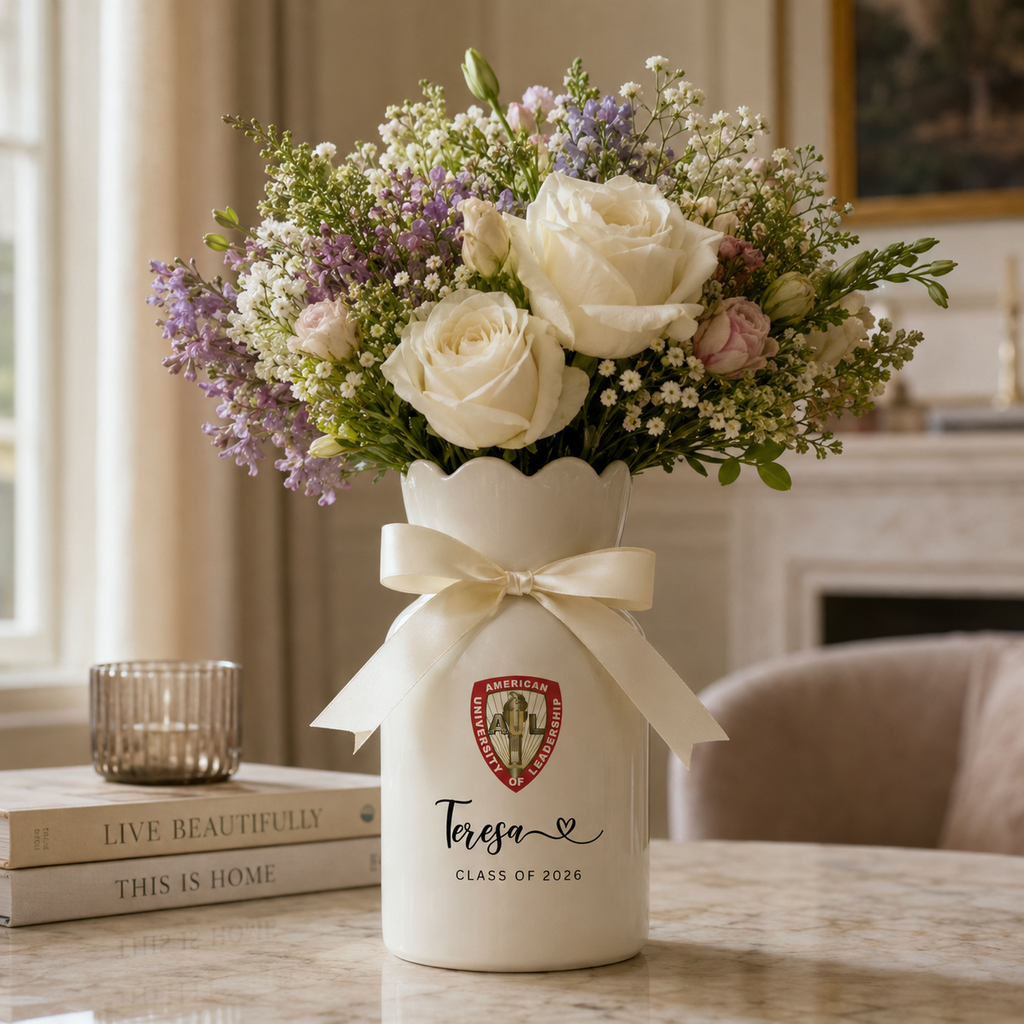 Personalized University College Graduation Gift Vase – Custom Class of 2026 Keepsake