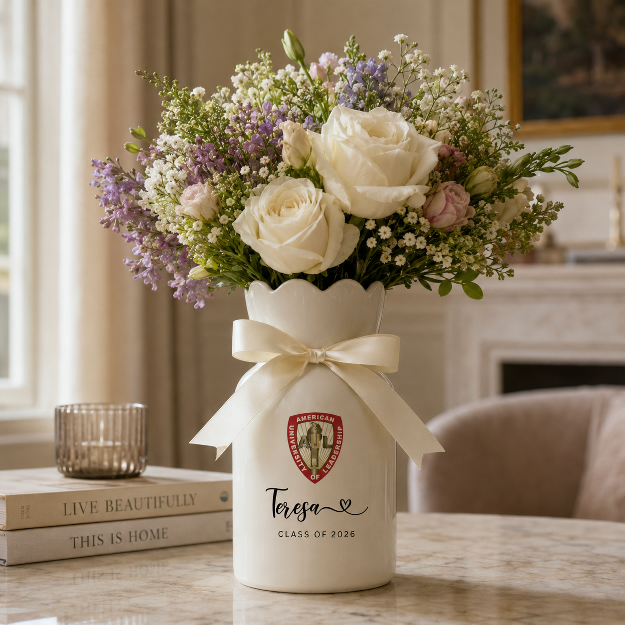 Personalized University College Graduation Gift Vase – Custom Class of 2026 Keepsake