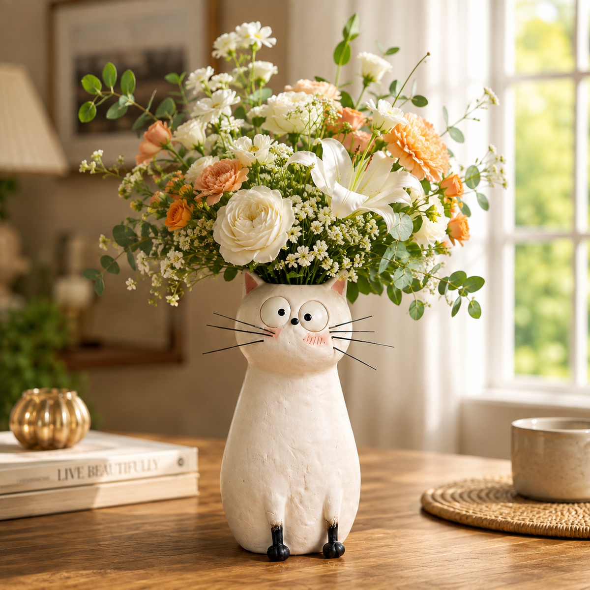 Quirky Cat Vase – Unique Cat Lover Gift & Whimsical Home Decor Accent