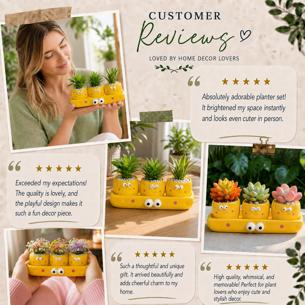 Plant Lover Cute Succulent Pot – Fruit Succulent Planter, Cartoon Resin Small Flower Pot & Kawaii Desk Décor