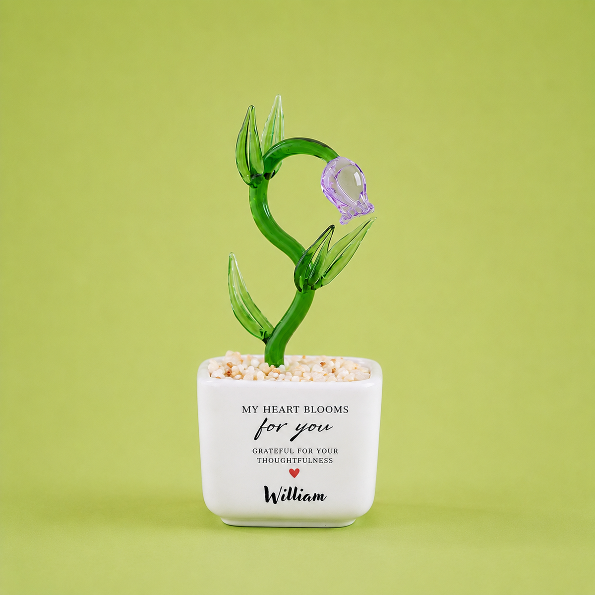 Glass Plant Pot – Personalized Name Mini Flower or Cactus Ornament, Teacher Appreciation Gift & Desk Decoration