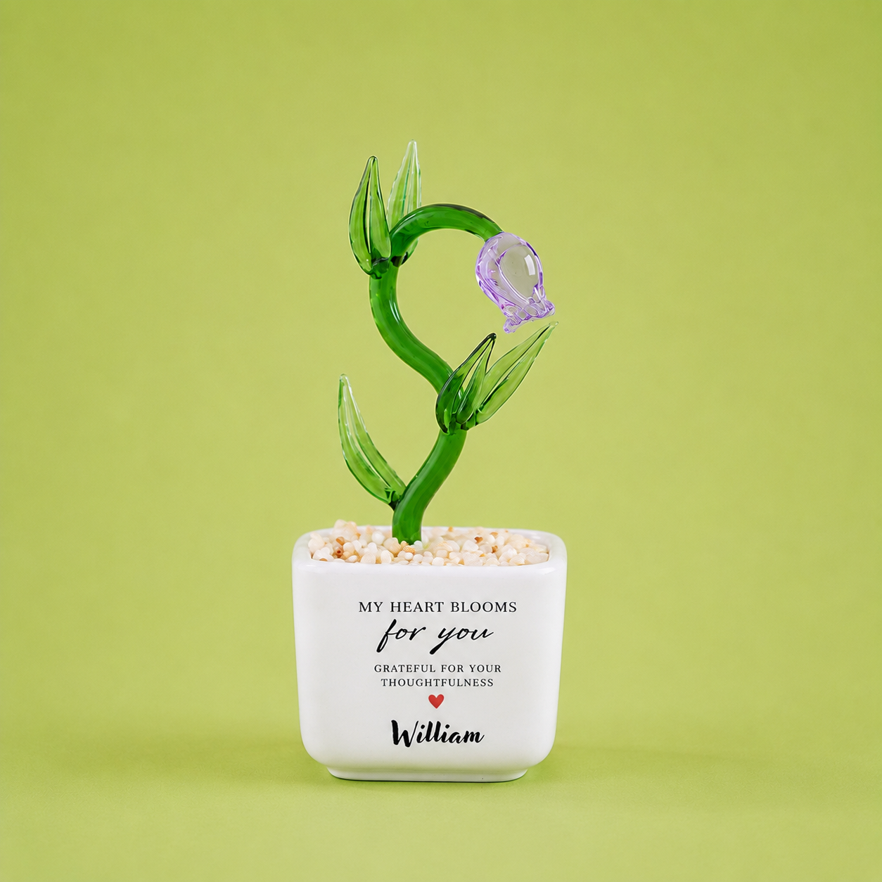 Glass Plant Pot – Personalized Name Mini Flower or Cactus Ornament, Teacher Appreciation Gift & Desk Decoration