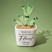 Glass Plant Pot – Personalized Name Mini Flower or Cactus Ornament, Teacher Appreciation Gift & Desk Decoration