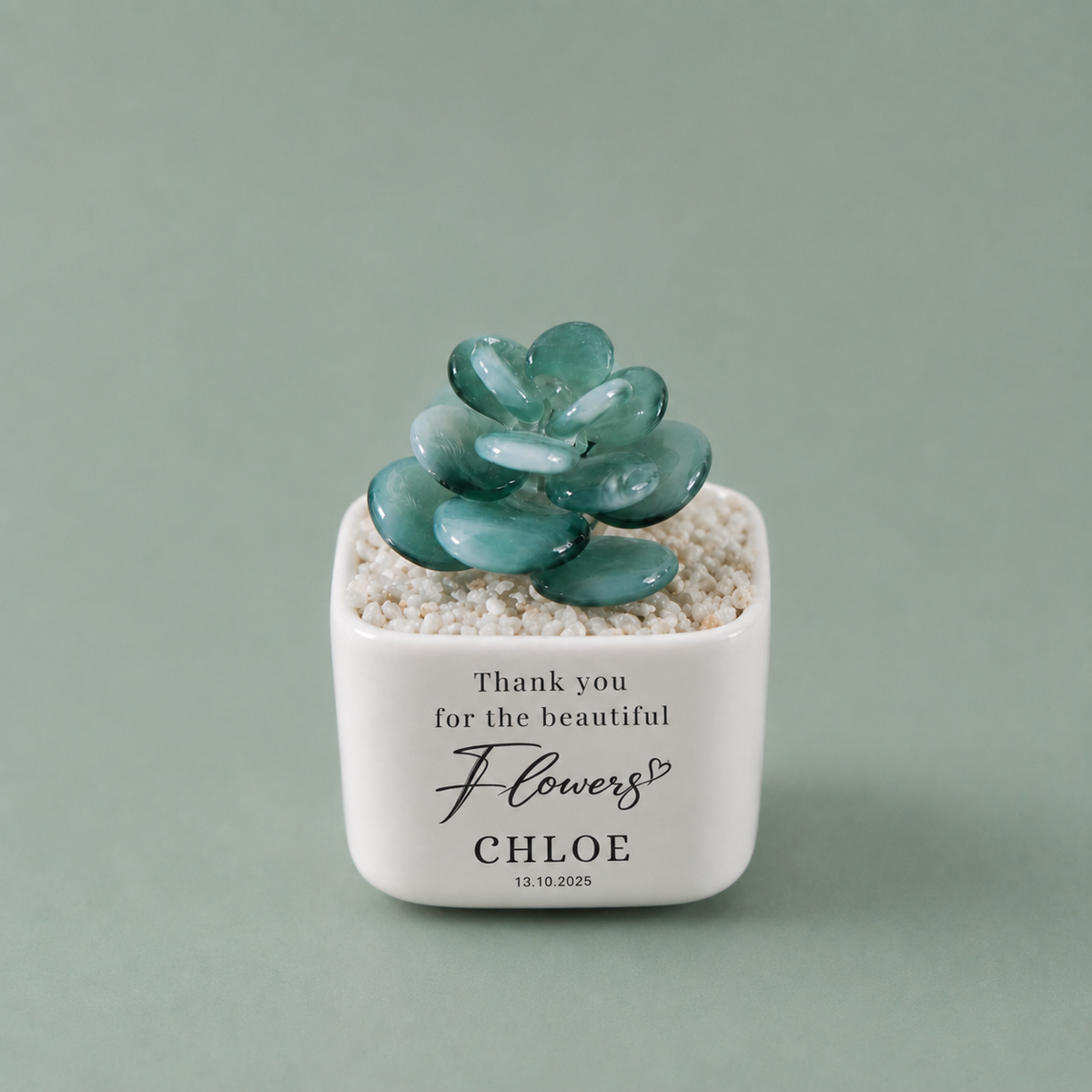 Glass Plant Pot – Personalized Name Mini Flower or Cactus Ornament, Teacher Appreciation Gift & Desk Decoration
