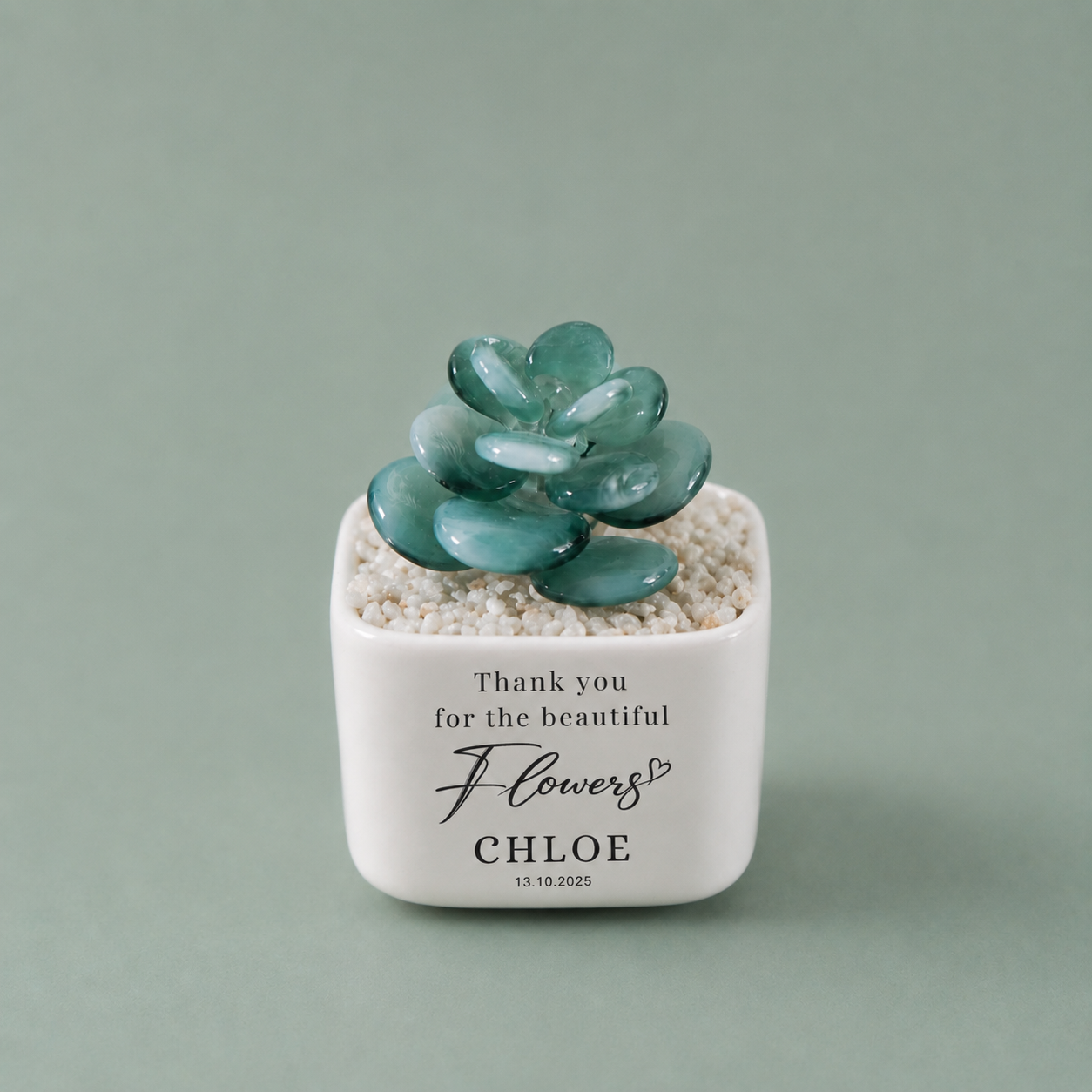 Glass Plant Pot – Personalized Name Mini Flower or Cactus Ornament, Teacher Appreciation Gift & Desk Decoration