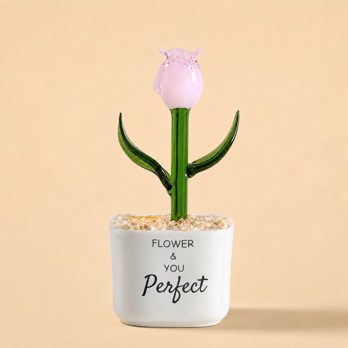 Glass Plant Pot – Personalized Name Mini Flower or Cactus Ornament, Teacher Appreciation Gift & Desk Decoration