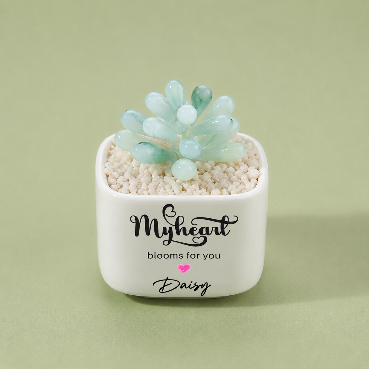 Glass Plant Pot – Personalized Name Mini Flower or Cactus Ornament, Teacher Appreciation Gift & Desk Decoration