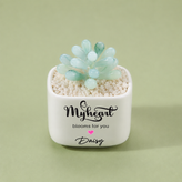Glass Plant Pot – Personalized Name Mini Flower or Cactus Ornament, Teacher Appreciation Gift & Desk Decoration
