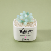 Glass Plant Pot – Personalized Name Mini Flower or Cactus Ornament, Teacher Appreciation Gift & Desk Decoration