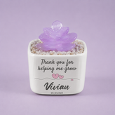 Glass Plant Pot – Personalized Name Mini Flower or Cactus Ornament, Teacher Appreciation Gift & Desk Decoration