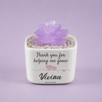 Glass Plant Pot – Personalized Name Mini Flower or Cactus Ornament, Teacher Appreciation Gift & Desk Decoration