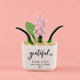 Glass Plant Pot – Personalized Name Mini Flower or Cactus Ornament, Teacher Appreciation Gift & Desk Decoration