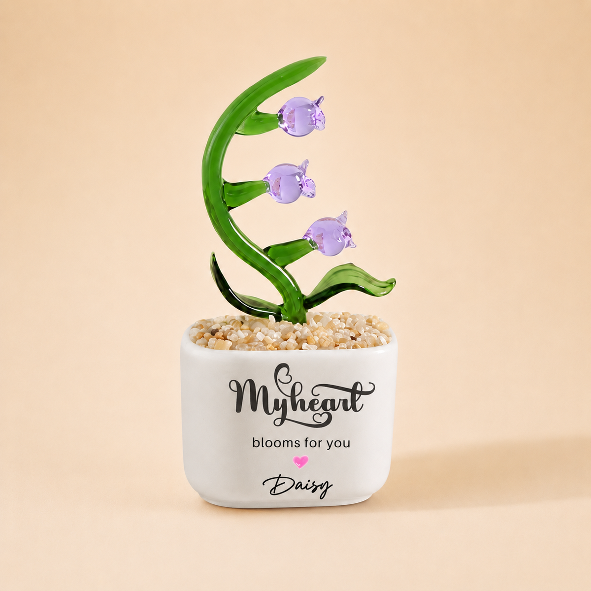 Glass Plant Pot – Personalized Name Mini Flower or Cactus Ornament, Teacher Appreciation Gift & Desk Decoration