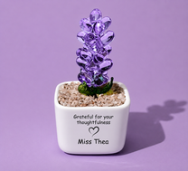 Glass Plant Pot – Personalized Name Mini Flower or Cactus Ornament, Teacher Appreciation Gift & Desk Decoration