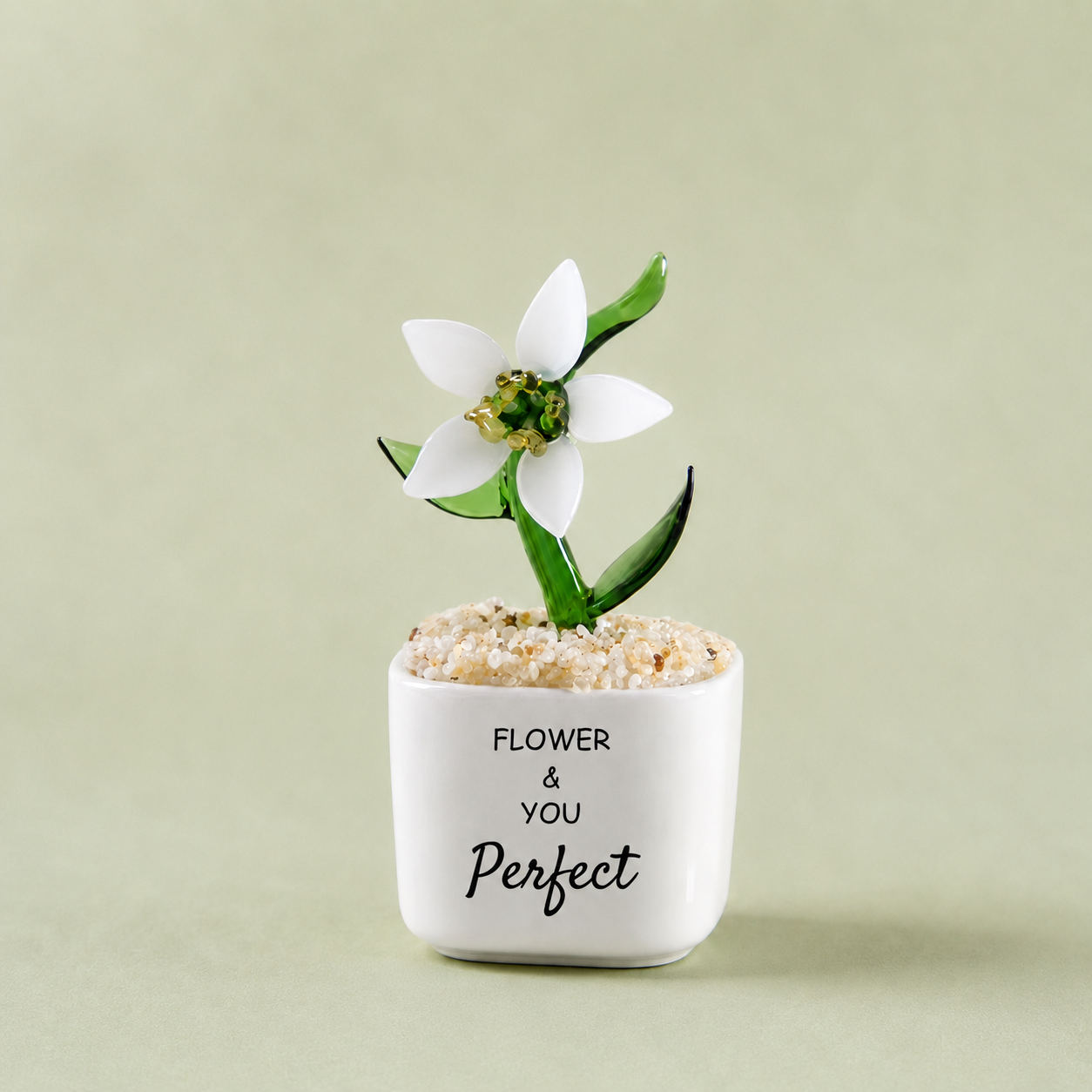 Glass Plant Pot – Personalized Name Mini Flower or Cactus Ornament, Teacher Appreciation Gift & Desk Decoration