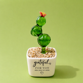 Glass Plant Pot – Personalized Name Mini Flower or Cactus Ornament, Teacher Appreciation Gift & Desk Decoration