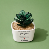 Glass Plant Pot – Personalized Name Mini Flower or Cactus Ornament, Teacher Appreciation Gift & Desk Decoration