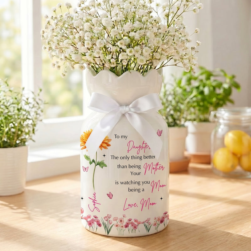 Personalized Daughter Flower Vase – Custom Mother Daughter Keepsake Gift