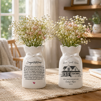 Personalized First Home Flower Vase – Custom New Home Gift for Couples