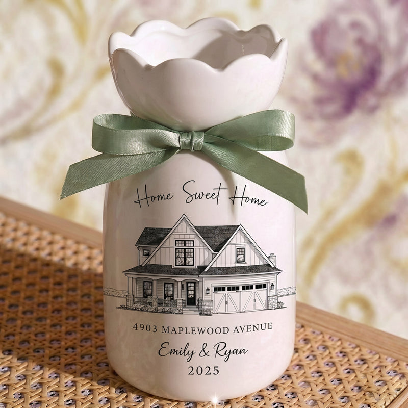 Personalized First Home Flower Vase – Custom New Home Gift for Couples