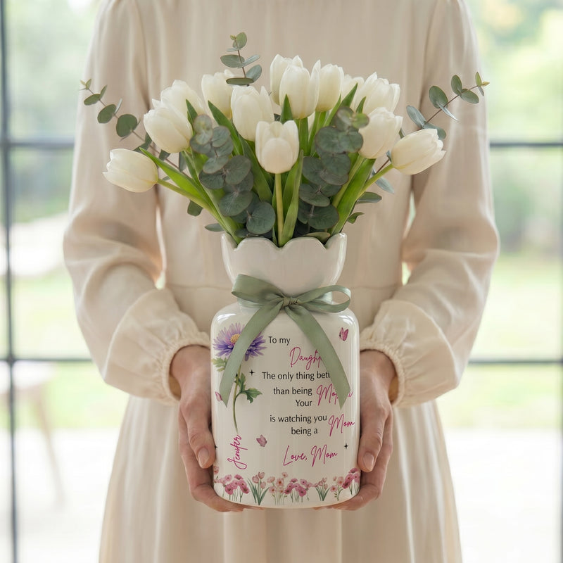Personalized Daughter Flower Vase – Custom Mother Daughter Keepsake Gift