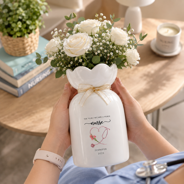 Custom Nurse Vase – Personalized Nurse Graduation Gift, RN Pinning Ceremony Gift & Custom Doctor Vase