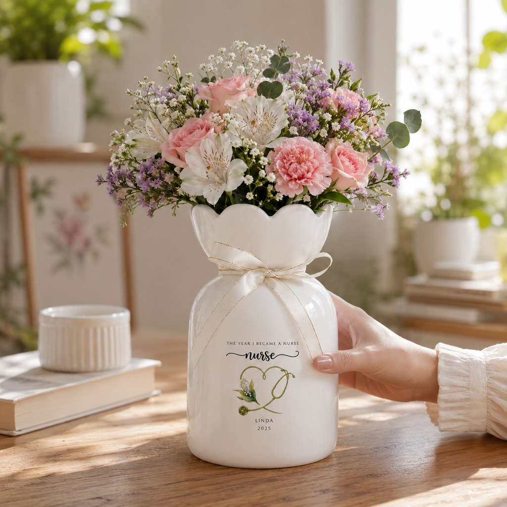 Custom Nurse Vase – Personalized Nurse Graduation Gift, RN Pinning Ceremony Gift & Custom Doctor Vase