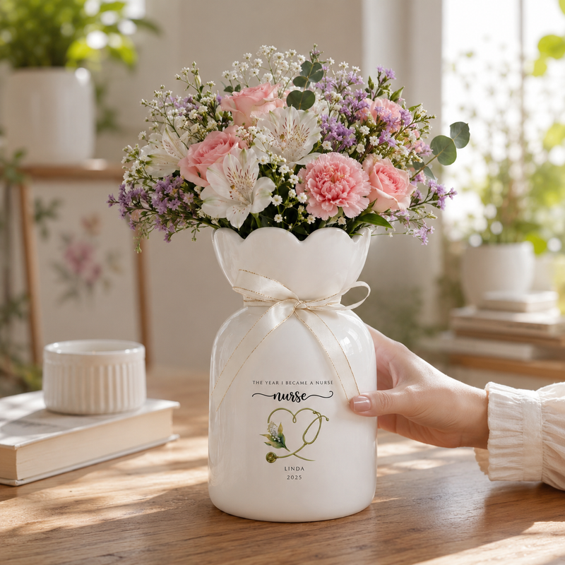 Custom Nurse Vase – Personalized Nurse Graduation Gift, RN Pinning Ceremony Gift & Custom Doctor Vase