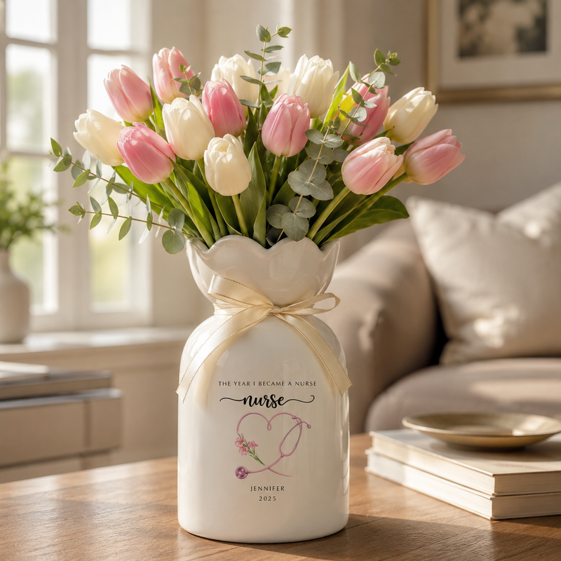 Custom Nurse Vase – Personalized Nurse Graduation Gift, RN Pinning Ceremony Gift & Custom Doctor Vase