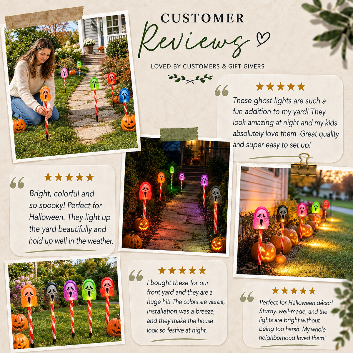 Halloween Solar-Powered Ghost Face Ground Lights for Garden Decoration