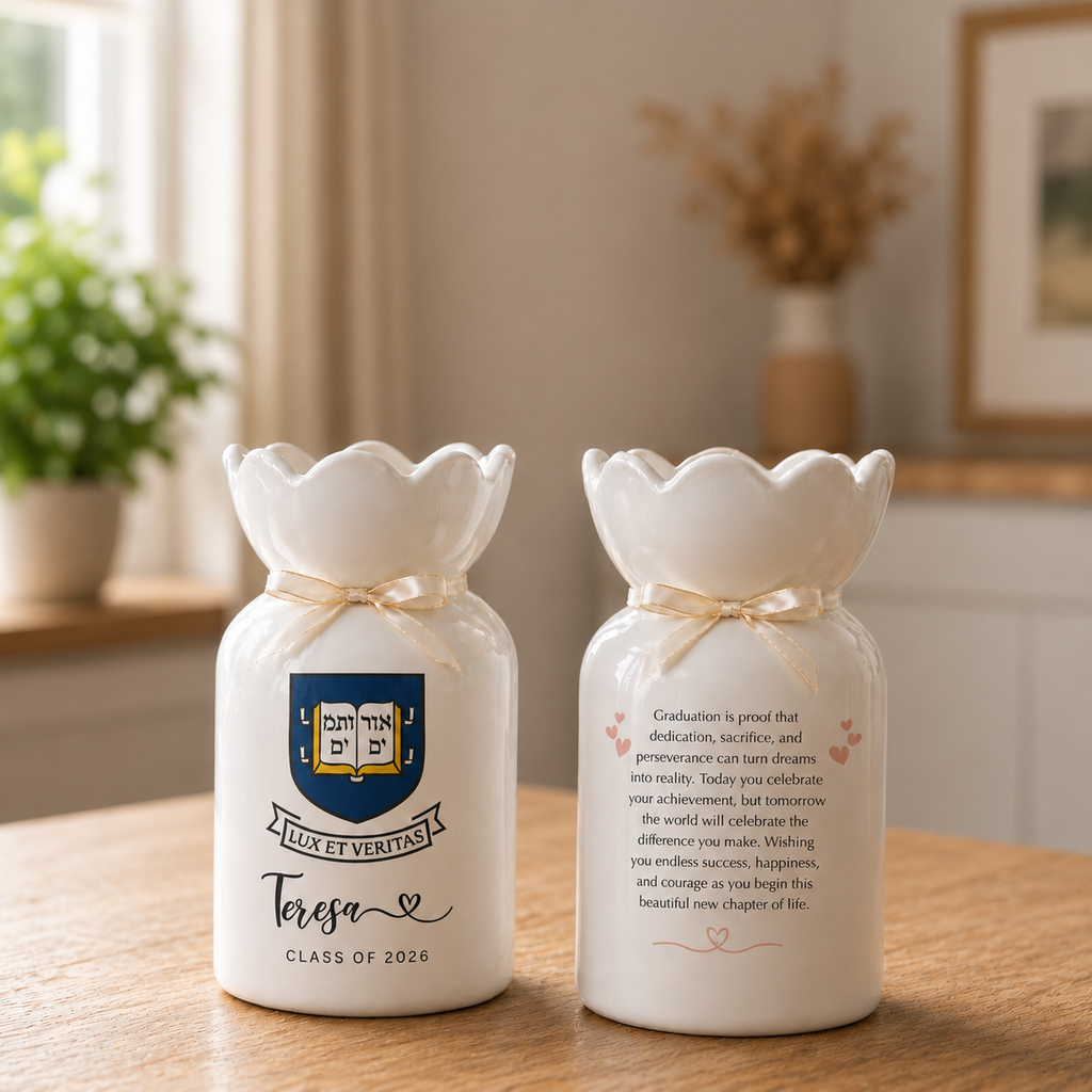 Personalized University College Graduation Gift Vase – Custom Class of 2026 Keepsake