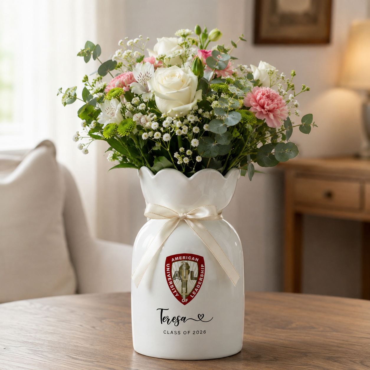 Personalized University College Graduation Gift Vase – Custom Class of 2026 Keepsake