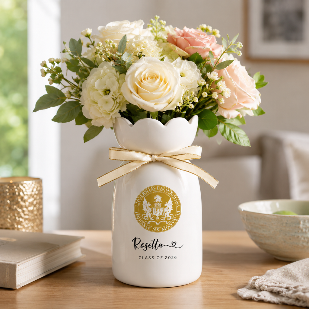 Personalized University College Graduation Gift Vase – Custom Class of 2026 Keepsake