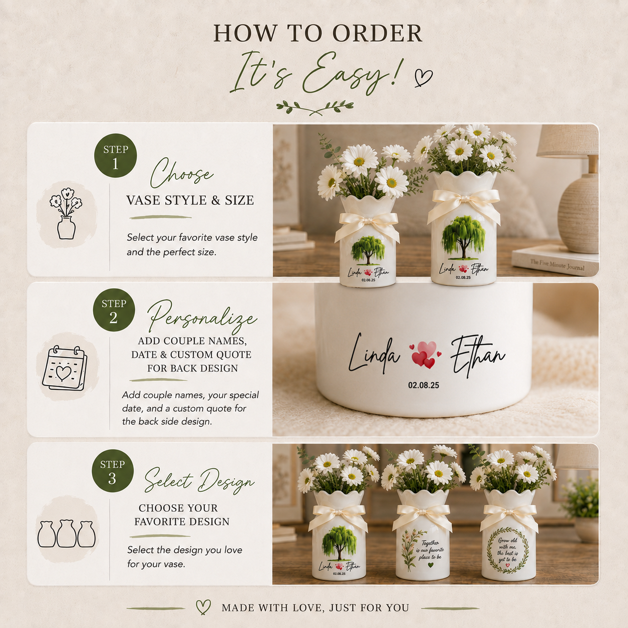 Personalized 9th Anniversary Willow Tree Flower Vase – Custom Ceramic Anniversary Gift for Wife & Couples