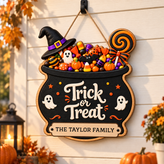 Personalized Trick or Treat Halloween Door Sign