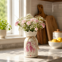 Personalized Besties Photo Ceramic Vase – Custom Photo Best Friend Flower Vase
