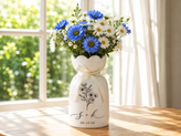 Custom Ceramic Botanical Flower Vase – Personalized Wedding Vase Gift for Couples