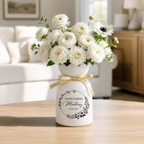 Custom Ceramic Botanical Flower Vase – Personalized Wedding Vase Gift for Couples